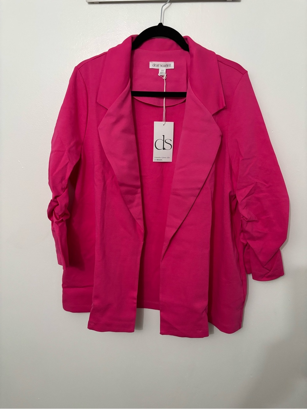 Dear Scarlett Pink Sapphire Open Front Blazer Jacket.